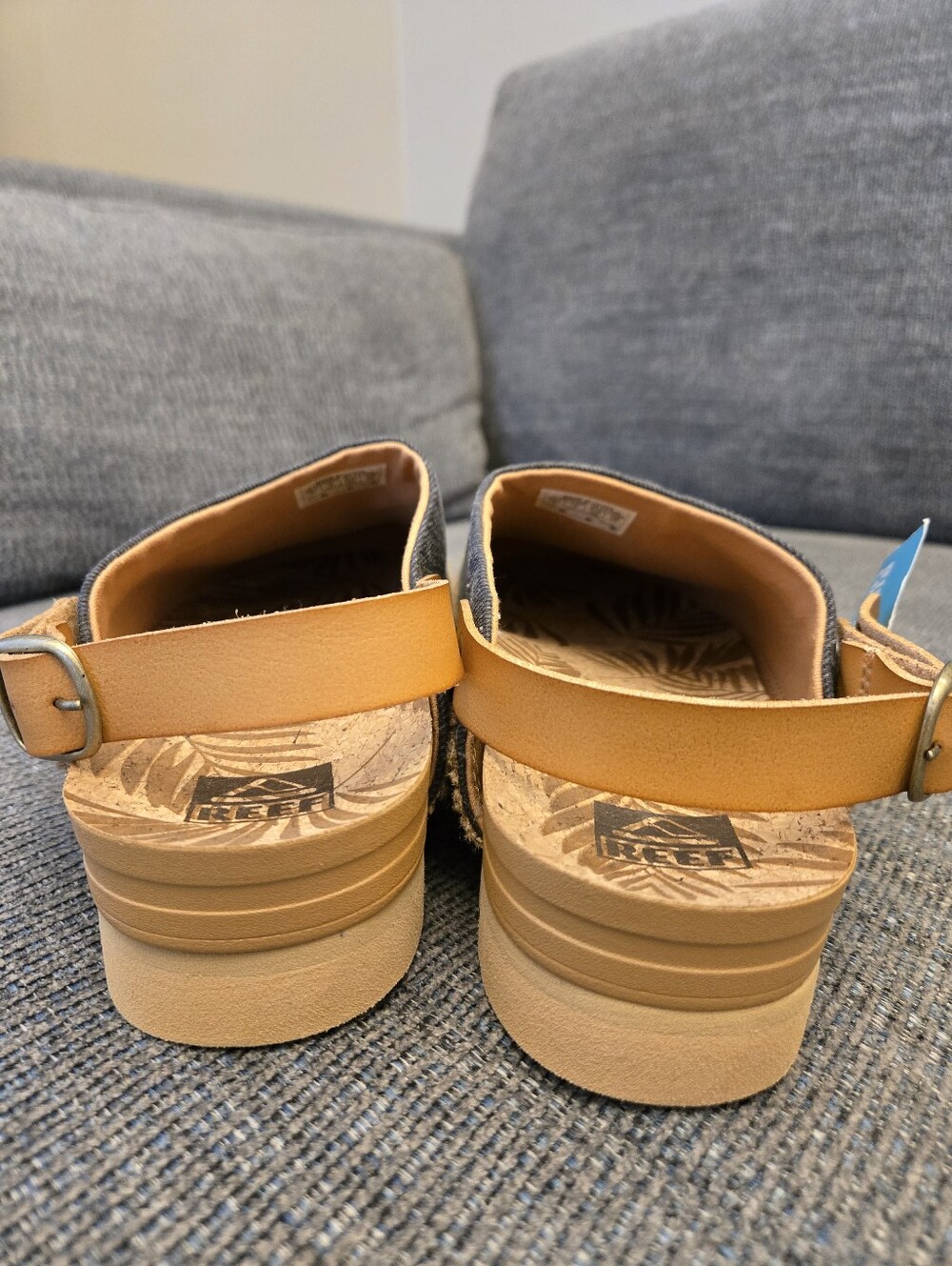 Reef Cushion Coast Mule Clogs Black Denim Canvas Cork Slingback Size 9 - Picture 5 of 8